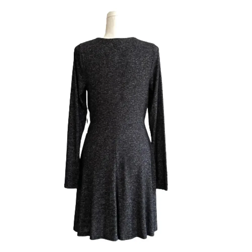 Express Dress Charcoal Gray Jersey Long Sleeve Surplice V- Neck Dress Medium NEW